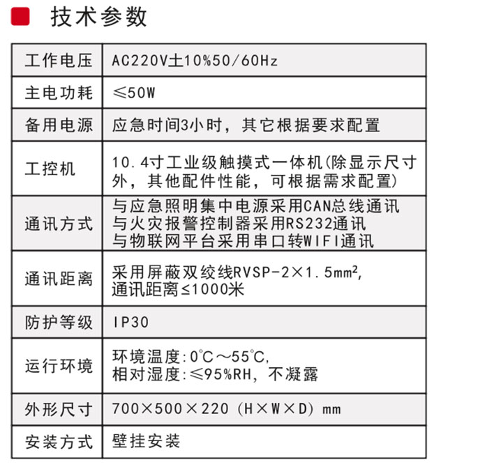 寫字樓智能應急疏散系統技術參數